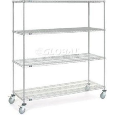 GLOBAL EQUIPMENT Nexel    Chrome ESD Wire Shelf Truck, 4 Shelf, 54"L x 24"W x 60"H, Polyurethane Casters C24545ESD